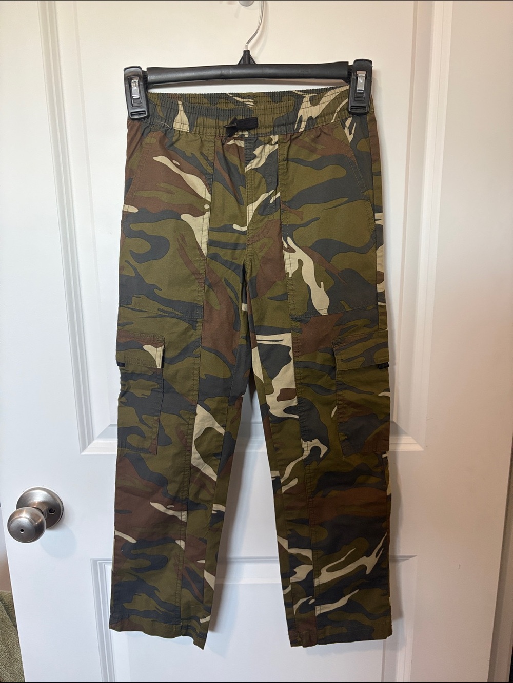 Kids Camouflage Cargo Pants – Olive Green